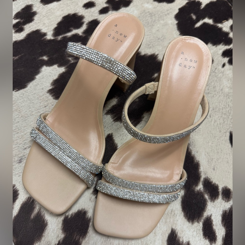 A New Day Women's Rhinestone Mule Heels